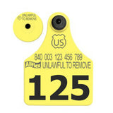 Allflex Global Large Numbered 1 Side Tag With Button - Tamperproof - USDA 840 Visual