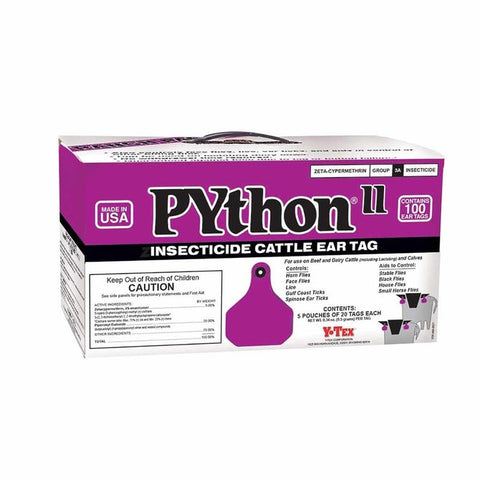 Y-Tex Insecticide Box of PYthon II Blank Tags With Buttons (100/box) - Synergized Pyrethroid