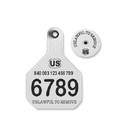 Y-Tex AA Large 4* Numbered 1 Side Tag With Button - Tamperproof - USDA 840 Visual