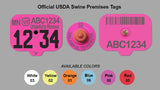 Destron Fearing Duflex Hog Max Numbered Tag With Round - USDA PIN