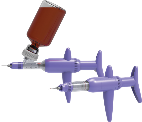 Datamars Syringe Simcro Bottle Mount Compact Injector - 5mL - with Small & Large Bottle Adapters