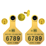 Y-Tex - Dairy Double - 2 AA Medium 3* Numbered 1 Side Tags With Buttons - Tamperproof - Matched Set - FDX