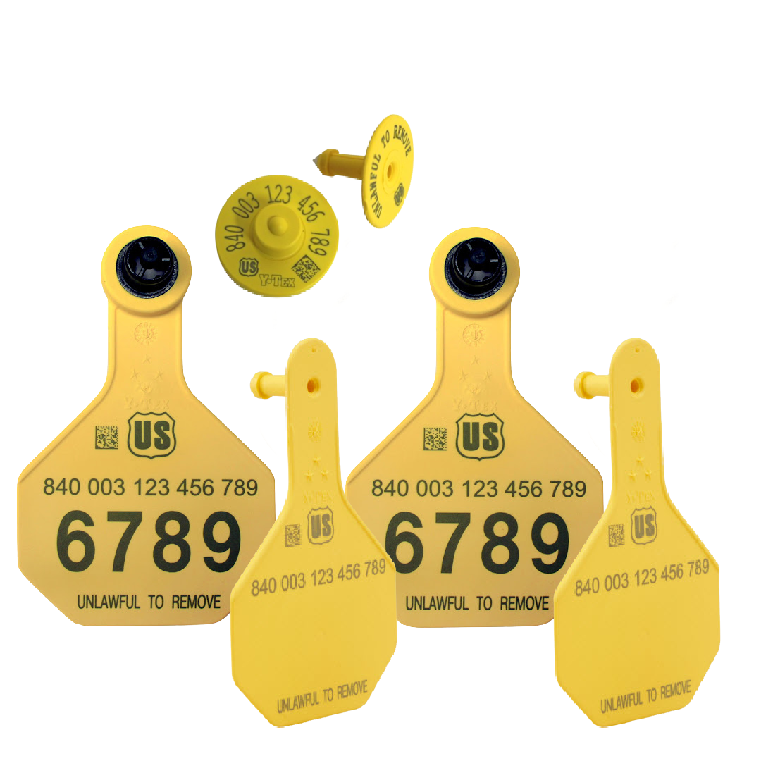 Y-Tex - Dairy Double - 2 AA Medium 3* Numbered 1 Side Tags With Medium 3* Male Blank Tags - Tamperproof - Matched Set - FDX