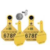 Y-Tex - Dairy Double - 2 AA Large 4* Custom 1 Side Tags With Medium 3* Male Blank Tags - Tamperproof - Matched Set - HDX