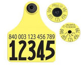 Allflex Global Large Numbered 1 Side Tag With Button - Tamperproof - Matched Set - USDA 840 FDX