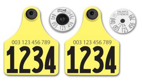 Allflex Global Large Numbered 2 Sides Tag With Button - Tamperproof - Matched Set - USDA 840 HDX