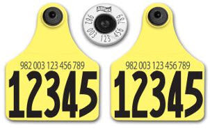 Allflex - Dairy Double - 2 Global Large Numbered 1 Side Tags With Buttons - Tamperproof - 982 Matched Set - HDX
