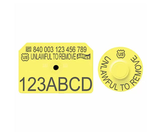 Allflex Integra Hog Male Custom Tag With Round - Tamperproof - USDA 840 Visual