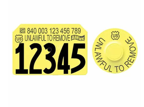 Allflex Integra Hog Male Numbered Tag With Round - Tamperproof - USDA 840 Visual