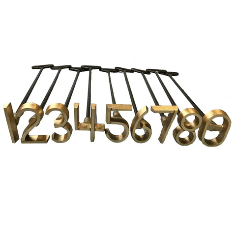 L&H Fire Branding Iron - Brass - Single Number per Iron - 9 Iron Set - .75 to 4 Inches