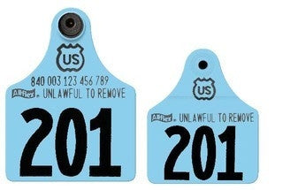 Allflex Global Maxi Numbered 1 Side Tag With Large Male Numbered 1 Side Tag - Tamperproof - USDA 840 Visual