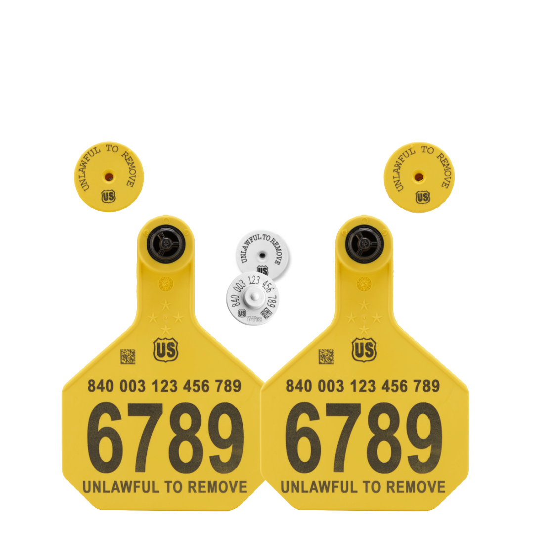 Y-Tex - Dairy Double - 2 AA Large 4* Numbered 2 Sides Tags With Buttons - Tamperproof - Matched Set - HDX