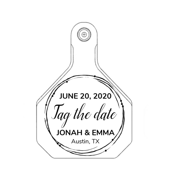 Y-TEX Medium Save the Date Tag Custom both sides