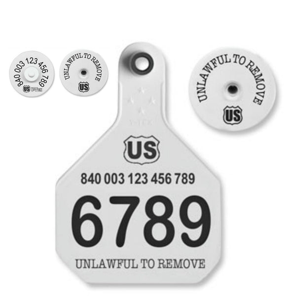 Y-Tex AA Large 4* Numbered 1 Side Tag With Button - Tamperproof - Matched Set - HDX