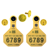 Y-Tex - Dairy Double - 2 AA Medium 3* Custom 1 Side Tags With Buttons - Tamperproof - Matched Set - FDX