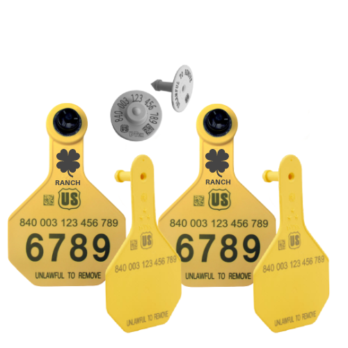Y-Tex - Dairy Double - 2 AA Medium 3* Custom 1 Side Tags With Medium 3* Male Blank Tags - Tamperproof - Matched Set - HDX