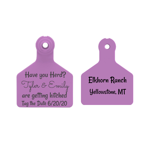 ZTags Large Save the Date Custom both sides Ear Tags