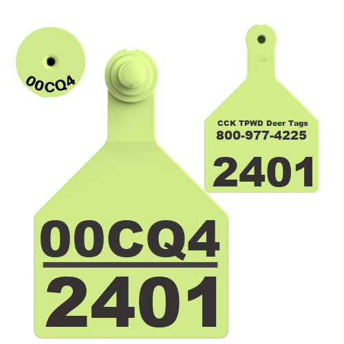 TPWD Deer Ear Tag: ZTag Stockman Maxi deer tag with unique TWIMS