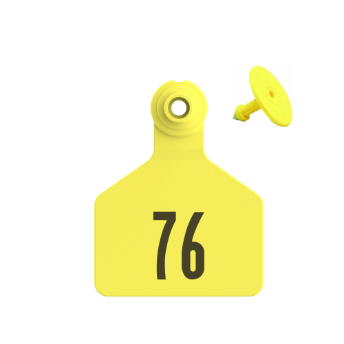 Yellow Z-Tag Bag of Stockman 2-Piece Calf Pre-Numbered (1 to 25) Tags With Buttons (25/bag)