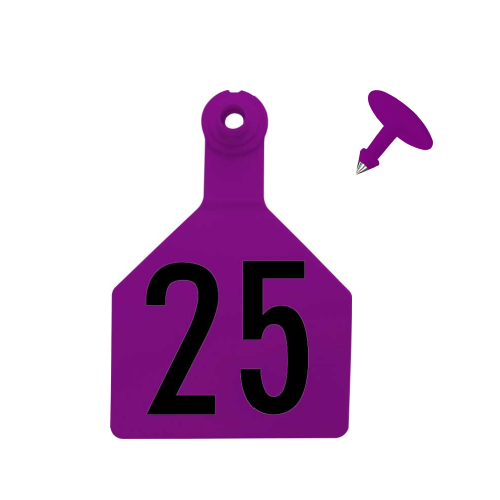 Dark Purple Z-Tag Bag of Stockman 2-Piece Cow Pre-Numbered (1 to 25) Tags With Buttons (25/bag)