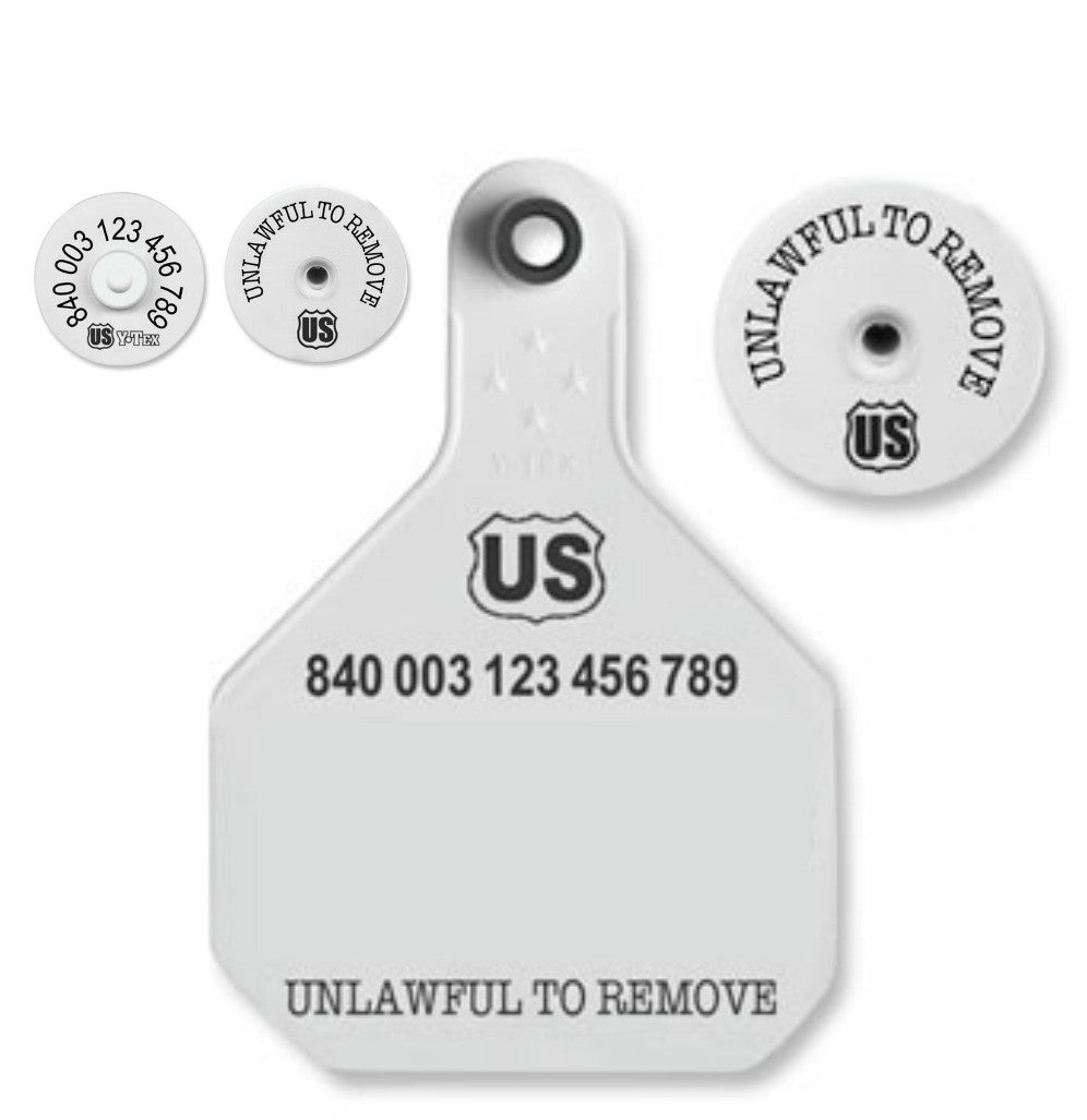 Y-Tex AA Large 4* Blank Tag With Button - Tamperproof - Matched Set - HDX