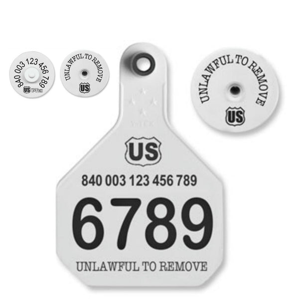 Y-Tex AA Large 4* Numbered 2 Sides Tag With Button - Tamperproof - Matched Set - HDX